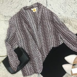 Burgundy Thin Open Front Blazer 3/4 Sleeve